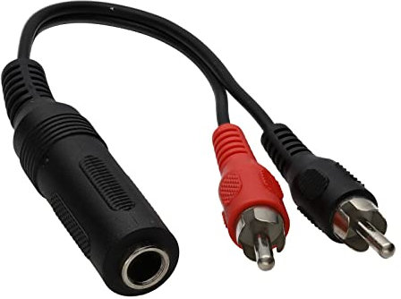 6,35 mm Jack Femelle vers Double RCA Cinch Fiches Adaptateur câble 10 cm