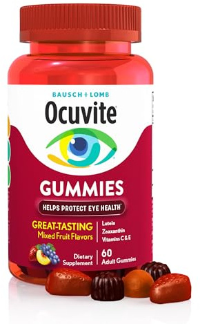 Ocuvite Eye Vitamin & Mineral Supplement, Gummy Multivitamin for Eyes, Zinc, Vitamin C & E, Lutein & Zeaxanthin Supplements for Vision Support for Adults, 60 Gummies