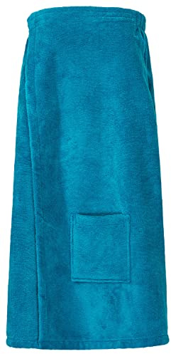 Floringo Luxus Saunakilt/Sauna-Kilt Twin-Star Damen mit Klettverschluss und aufgesetzter Tasche - Petrol
