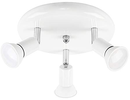 MiniSun | Modern Gloss White and Chrome 3 Way GU10 Ceiling Spotlight | Ceiling Spots, Home Décor & Improvement Essential | Mains Wired