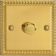 Varilight JGP401 LED Georgian Brass V-PRO Classic 1 x 0-120W 2-Way Push-On Push-Off Trailing Edge Dimmer