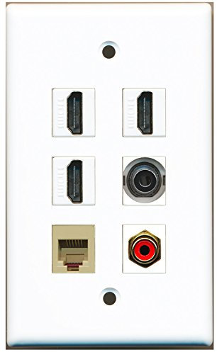 RiteAV 3 HDMI 1 Port RCA Rot 1 Port Telefon RJ11 RJ12 Beige 1 Port 3,5 mm Wandplatte