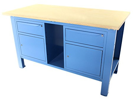 SOGI X3B-10_g BANCO DA LAVORO 1,5 mt. PIANO IN LEGNO+2 ARMADI A 1 CASSETTO E PORTA SERIE INDUSTRIA