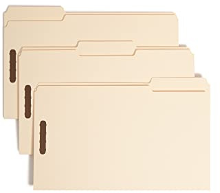 Smead Heavy-Duty Fastener File Folder, 2 Fasteners, 1/3-Cut Tab, Legal Size, Manila, 50 per Box (19600)