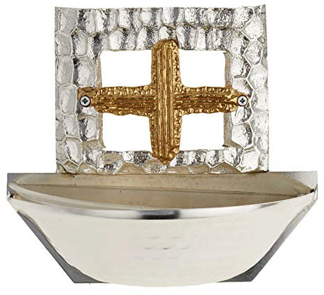 Holy water font square cross