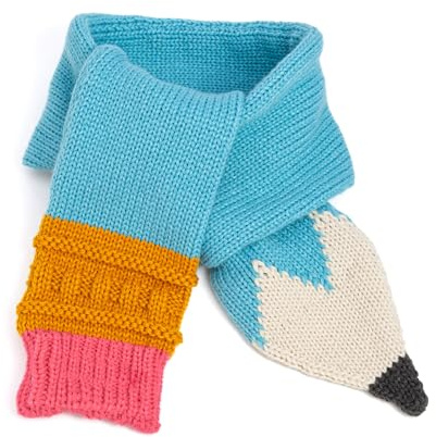 Little Kids Warm Knitted Scarf - Pencil- Shaped - Blue - OS