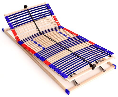 stabiler Lattenrost 100% BUCHE - Kopf- und Fußteil verstellbar - SCHULTERFRÄSUNG, 7 Zonen, 42 Federleisten, Härteregulierung, Mittelgurt - PLUS SLEEP BEST 42® VARIO unmontiert (70x190cm)