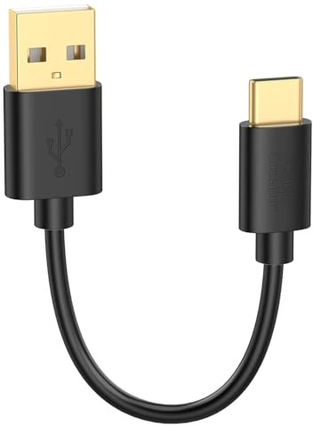 CableCreation Kurzes USB C-Kabel 15cm, USB C auf USB A 2.0, kompatibel mit MacBook 12 Zoll, Galaxy S10 / S10 + / S9 / S9 +, Pixel 2XL 3XL usw, 15CM/ 0,5 ft Schwarz