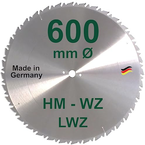 HM Sägeblatt 600 x 30 mm LWZ Hartmetall Präzision Kreissägeblatt 600mm Wechselzahn mit Spanabweiser für Naturholz Brennholz Hartholz Leimholz Wippsäge Tischkreissäge Kreissäge Kappsäge Brennholzsäge