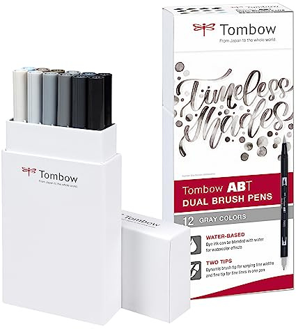Tombow ABT Dual Brush Pen - Grey (Pack of 12)