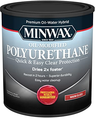 Minwax Water Based Oil-Modified Polyurethane, Warm Gloss, Clear, 1 Quart