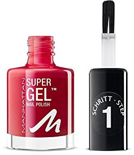 Manhattan Super Gel Nagellack – Gel Maniküre Effekt ganz ohne UV Licht – Klassisch roter Nail Polish mit bis zu 14 Tagen Halt – Farbe Ladies Night 635 – 1 x 12ml