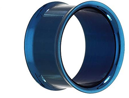 Treuheld® | BLAUER Flesh Tunnel - 16 Größen: 3-30mm - SUPER-DÜNNER Rand - Dünn & kein Gewinde - double Flare Piercing Ohr Plug - Chirurgenstahl 316L Edelstahl - nickelfrei & Blau