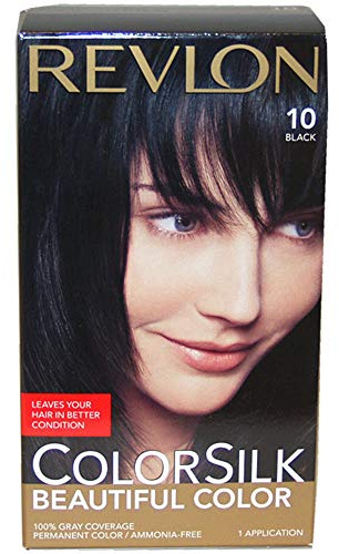 Revlon Colorsilk Beautiful Color Coloration Permanente des Cheveux avec Technologie au Gel 3D et Kératine, Teinture avec Couvrance à 100 % des Cheveux Blancs, 10 Noir