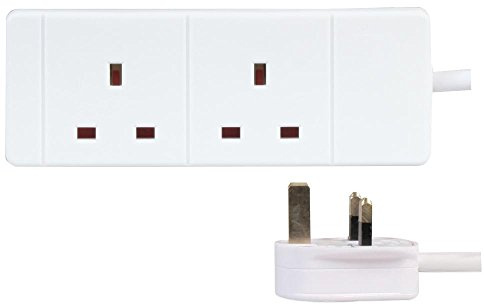 PRO ELEC 2‑Gang Extension Lead, 20m Cable, 13A, White – PELB1514