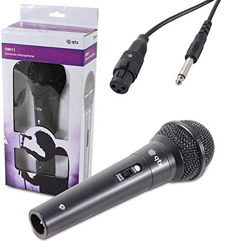 QTX Black Dynamic Cardoid Disco DJ Karaoke Microphone PA Recording Mic