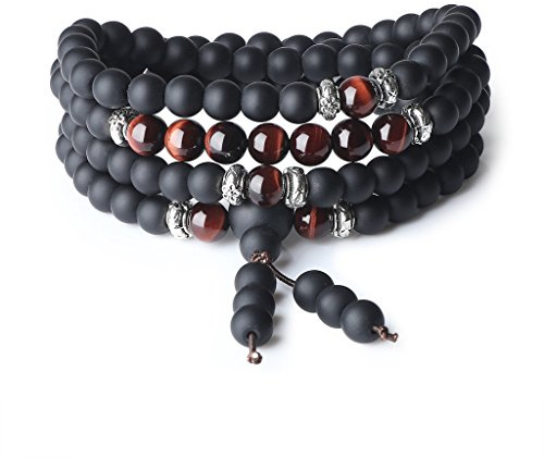 COAI Unisex 108 Malakette aus 6mm Matt Onyx Wickelarmband
