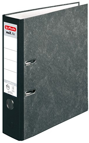 Herlitz 10900256 Ordner maX.file nature pocket, A4, 8 cm, Wolkenmarmorbezug, Einsteckrückenschild, FSC Mix