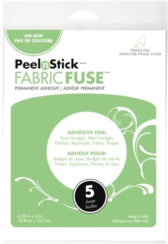 iCraft PeelnStick Badge, Patch and Applique Fabric Fuse Sheets, 5 Sheets, 4.25 Inches x 5 Inches