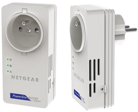 Netgear XAVB5601 Pack de 2 Adaptateurs CPL 500 Mégas Gigabit Prise Femelle, 2 Ports Gigabit.Compatible Box Internet, Périphériques et CPL Homeplug AV