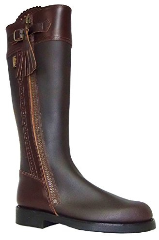 Stivali Equitazione Donna Uomo Marrone Pelle Valverde del Camino 40 cm Cerniera Spagnolo