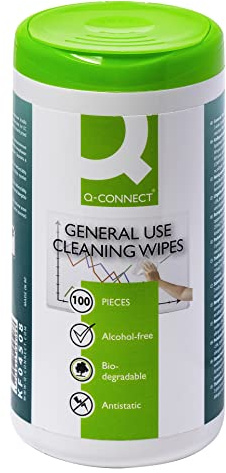 Moist Cleaning Cloths For Casing Cleaning Q-CONNECT Dispenser Tub 100pcs / Computer Accessories/Type-For Casings/Kind-Antistatic/Colour-White/Capacity (ml)-N.a.
