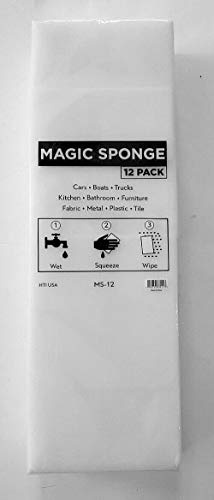 HI-TECH Magic Foam Eraser Sponges – 12-Pack Melamine Cleaning Pads – Erase Dirt, Scuffs & Stains from Auto Interiors, Walls, Shoes, Kitchen & More – 2.5x 4.75
