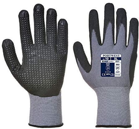 Portwest A351 Lightweight DermiFlex Plus Glove Grey/Black, Medium