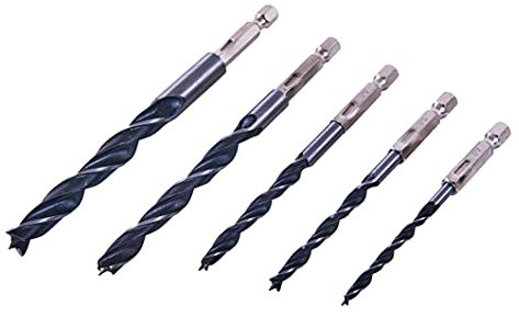 Amtech F1735 5 Piece hex shank wood drill bit set