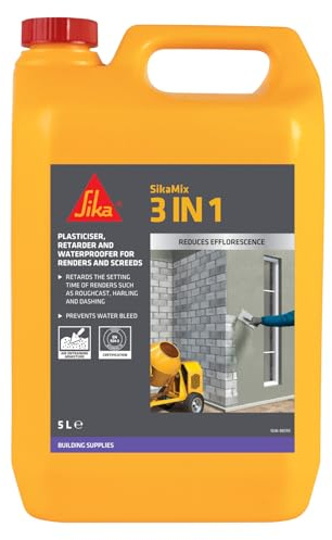 Sika SikaMix 3 in 1 Plasticiser, Retarder and Waterproofer, 5 Litre | Plasticiser, Retarder And Waterproofer For Renders And Screeds,