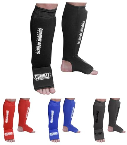 Combat Sports Shin & Instep Padded Guards, Elastic, Impact-Absorbing Shin Guards with Snug Support, Ideal for MMA, Muay Thai, and Martial Arts, Washable MMA Gear for Men and Women, Black, Small