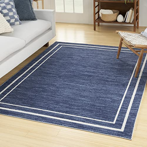 Nourison Home Nourison Essentials Navy/Ivory 6' x 9' Area Rug - Easy Clean, Non Shedding, Bed Room, Living Room, Dining Room, Kitchen (6' x 9')