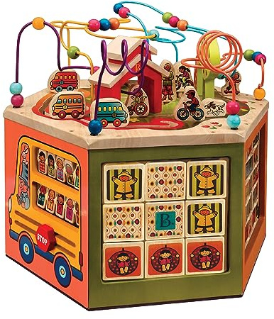 B. toys - Youniversity - Aktivitätswürfel - Activity Center aus Holz - Lernspielzeug für Kleinkinder, Kinder - Alphabet, Zahlen, Formen - 12 Monate + | 6-seitiges Aktivitätszentrum mit Alphabet, Zahlen und Formen, Feinmotorikspielzeug für Kinder ab 1 Jahren