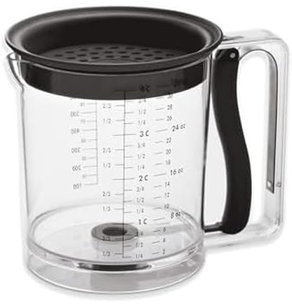 Amco 32oz Grease Separator with Bottom Release - Innovative Design for Mess-Free Pouring, Incremental Measurement Markings for Accuracy - Dishwasher Safe