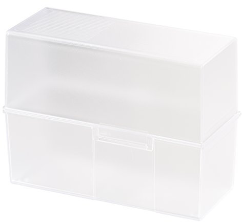 HAN Karteibox DIN A5 quer – innovatives, attraktives Design für 500 Karteikarten mit Stahlscharnier und Schnappverschluss, transluzent-klar, 975-63, 1 STÜCK