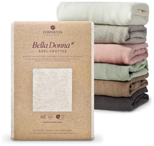 Bella Donna Edel-Frottee Spannbetttuch in 180x200 bis 200x220, für Wasserbetten und Matratzen (0111-natur)