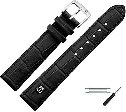 MARBURGER Uhrenarmband 18mm Leder Alligator Prägung Mit Naht - Werkzeug Montage Set 52818