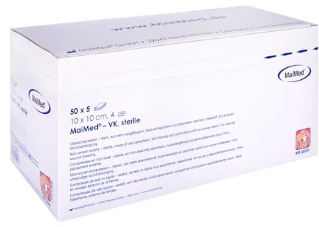 MAIMED Compresse in tessuto non tessuto, 10 x 10 cm, 4 pezzi, 50 x 5, 500 g