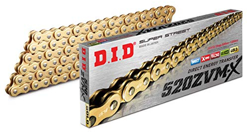DID Cadena 520ZVM-X (Oro y Oro) - Longitud: 118 eslabones con unión remachada (ZJ)
