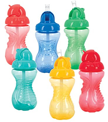 Nuby No-Spill Flip-It Cup, 10 Ounce, Single Pack of 1 Cup, Colors May Vary