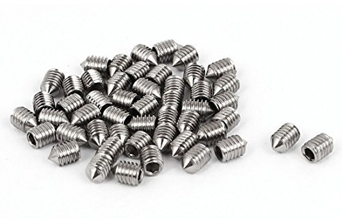 sourcing map Vis Pointeau Conique pour Poignée de Porte Vis Sans Tête Hexagonale M3x 4mm Cône ton argent Lot de 50