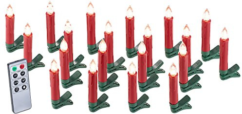 Bougies à LED pour sapin de Noël avec télécommande infrarouge - x20 - rouge [Lunartec]