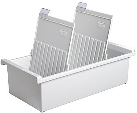 HAN Karteitrog DIN A5 hochformat, modernes Design für 1.300 Karten, inklusive 2 Stützplatten mit Sichtreitern, 955-0-1-11, lichtgrau