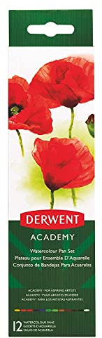 DERWENT 2301955 - Caja metálica 12 pastillas de acuarelas (incluye pincel)