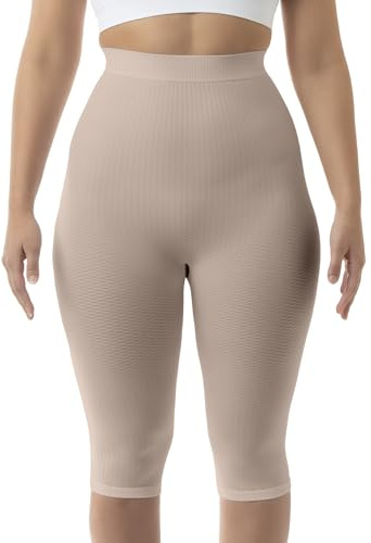 FarmaCell 123 (Powder, M/L) Anti-Cellulite Leggings Damen 3/4 mit Mikromassage, Hoher Bund, Made in Italy