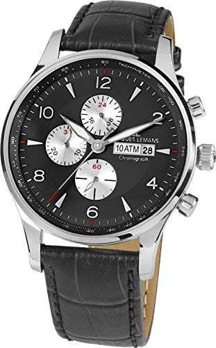 JACQUES LEMANS Herren-Armbanduhr London Analog Quarz Leder 1-1844A