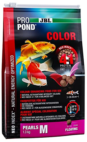 JBL Farbfutter für Koi, Schwimmende Futterperlen, Spezialfutter, ProPond Color, Größe M, 1,3 kg