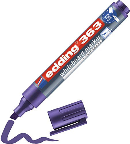 Edding 363 Marqueur pour tableaux blancs - violet - 1 stylo - pointe biseautée 1-5 mm - feutre effaçable - pour tableaux, blanc, magnétique, mémo et chevalet de conférence - sketchnotes
