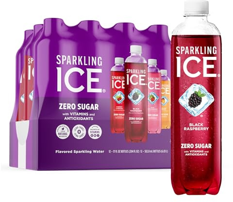 Sparkling Ice Purple Variety Pack, Flavored Water, Zero Sugar, with Vitamins and Antioxidants, 17 fl oz, 12 count (Black Raspberry, Cherry Limeade, Orange Mango, Kiwi Strawberry)
