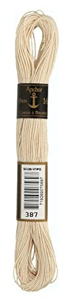 Anchor 4386016-00387 Stickgarne, 100% Baumwolle, creme, 4-fädig, Stärke 16, 30m, 5 Gramm